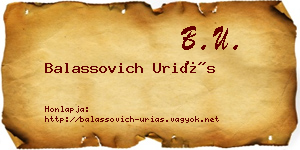 Balassovich Uriás névjegykártya